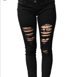 Black distressed jeans